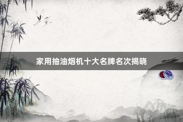 家用抽油烟机十大名牌名次揭晓